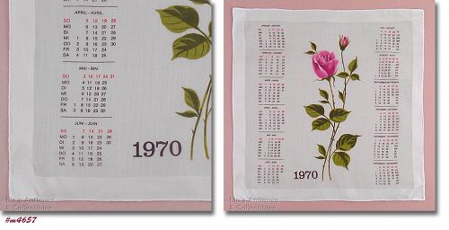 VINTAGE 1970 CALENDAR HANDKERCHIEF