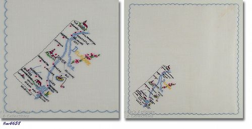 Vintage Embroidered Delaware Souvenir Hanky