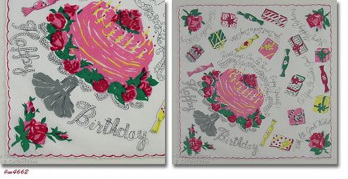 VINTAGE HAPPY BIRTHDAY HANDKERCHIEF