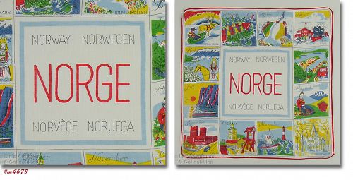 Vintage Souvenir Hanky Norway