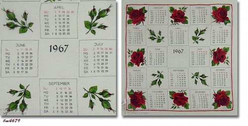 Vintage 1967 Calendar Souvenir Hanky