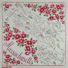 VINTAGE STATE SOUVENIR HANDKERCHIEF FOR MASSACHUSETTS