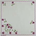 VINTAGE WHITE HANDKERCHIEF WITH EMBROIDERED VIOLETS