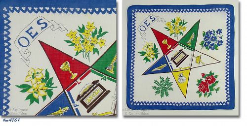 VINTAGE ORDER OF THE EASTERN STAR HANDKERCHIEF