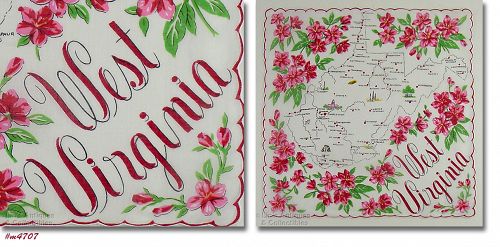 Vintage State Hanky for West Virginia