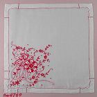 VINTAGE RED WORK FLORAL HANDKERCHIEF