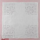 VINTAGE WHITE HANDKERCHIEF WITH BUTTERFLY CORNERS