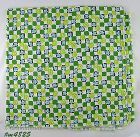 Vintage Feed Sack Green Squares Circles Blue Flowers