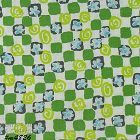 Vintage Feed Sack Green Squares Circles Blue Flowers