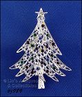 Signed Eisenberg Ice Christmas Tree Pin Silver Tone