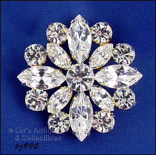 Eisenberg Ice Signed Clear Rhinestones Pin Wedding Brooch