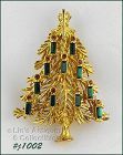 EISENBERG ICE GOLD TONE CHRISTMAS TREE PIN WITH GREEN CANDLES