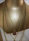 VINTAGE GOLDETTE 4 GOLD TONE CHAINS WITH LOCKET AND INTAGLIO CAMEO