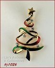 Signed Eisenberg Christmas Ribbon Tree Pin