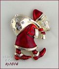 EISENBERG ICE OLD WORLD SANTA PIN RED ENAMELING AND RHINESTONES