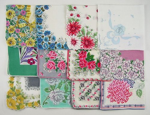 Vintage Handkerchief Lot One Dozen Hankies