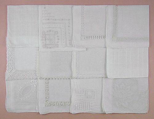 Vintage Hanky Lot One Dozen White Wedding Handkerchiefs