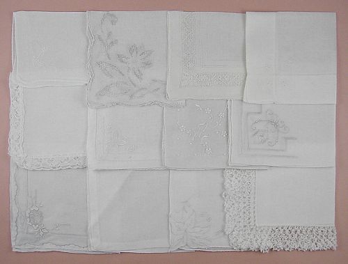 One Dozen Vintage Handkerchiefs White Wedding Hankies