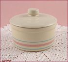McCOY POTTERY PINK AND BLUE ROUND MARGARINE CONTAINER
