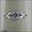 10K WHITE GOLD TANZANITE RING WITH DIAMOND ACCENTS SIZE 7