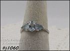 10k White Gold Ring with 3 Blue Topaz Stones Ring Size 8