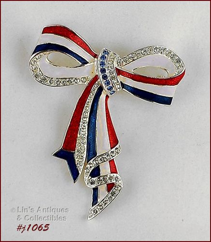 Eisenberg Ice Signed Patriotic Bow Pin