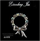 Signed Eisenberg Ice Christmas Wreath Pin Aurora Borealis Silver Tone