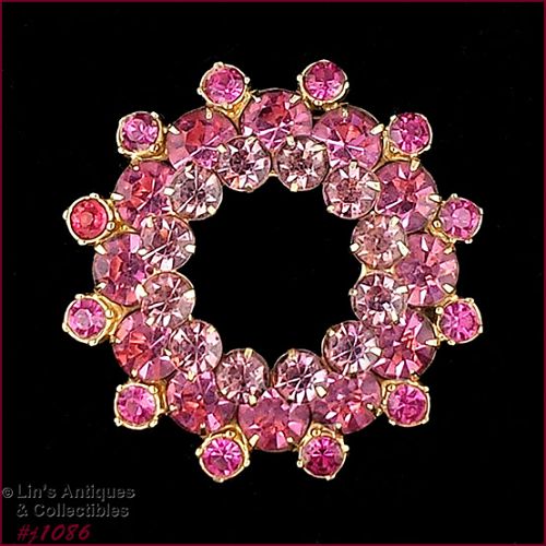 EISENBERG ICE SHADES OF PINK RHINESTONE GOLD TONE PIN