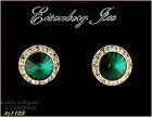Eisenberg Ice Emerald and Green Halo Style Earrings