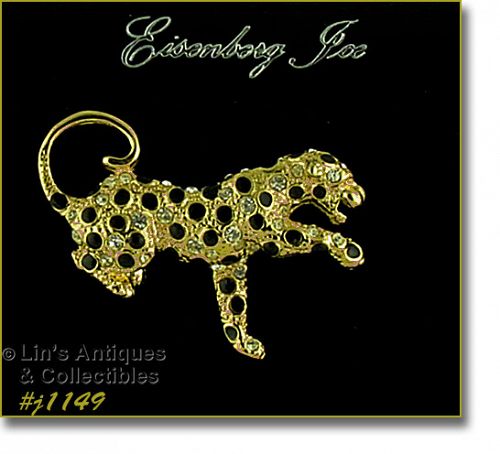 Eisenberg Ice Leopard Pin Gold Tone