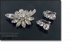 EISENBERG ICE CLEAR RHINESTONES PIN AND CLIP ON EARRINGS