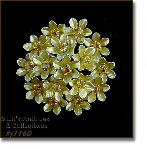 Vintage Coro Pin Rhinestone Flower Cluster