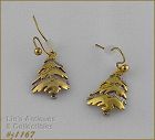 Eisenberg Ice Signed Christmas Tree Earrings Silver and Gold Tone