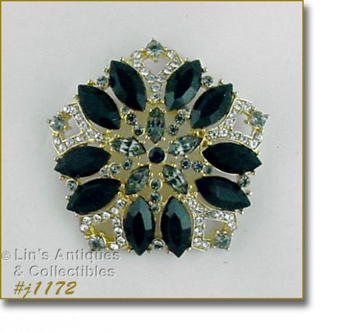 EISENBERG ICE PENTAGON SHAPED BROOCH COVERED WITH RHINESTONES