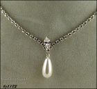 Eisenberg Ice Necklace Clear Rhinestones and Faux Pearl Dangle