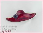 Eisenberg Ice Signed Red Enamel Hat Shape Pin Brooch