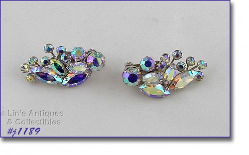 Signed Weiss Aurora Borealis Vintage Earrings