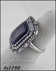 Vintage Sterling Ring Black Center Stone and Marcasites Size 7