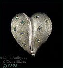 Vintage Signed BSK Heart Brooch Silver Tone