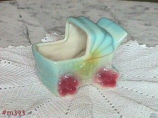 Brush Pottery Baby Carriage Planter