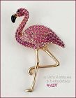 Signed Eisenberg Ice Pink Flamingo Pin Gold Tone Legs