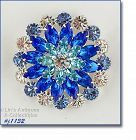 Signed Eisenberg Ice Rhinestone Pin Clear and Shades of Blue