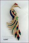 Eisenberg Ice Signed Large Peacock Pin Enamel and Clear Rhinestones