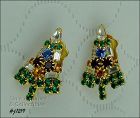 Signed Eisenberg Ice Candle Tree Christmas Earrings Clip Back