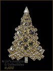 Eisenberg Ice Candle Tree Christmas Pin Clear Rhinestones