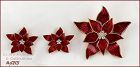 Eisenberg Ice Signed Red Poinsettia Pin and Pierced Earrings