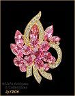 Eisenberg Ice Signed Brooch Pin Bright Pink and Clear Rhinestones