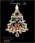 Eisenberg Ice Signed Candle Tree Christmas Pin Multi Color Rhinestones