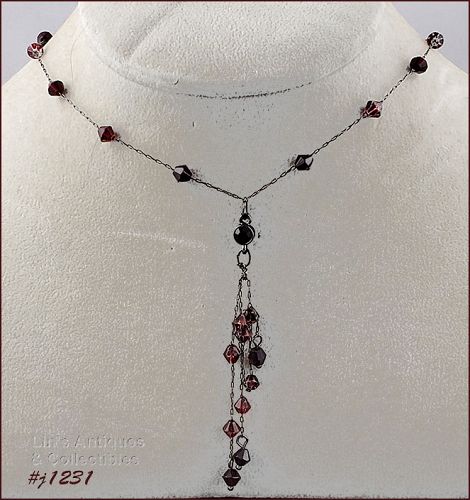 1928 Necklace with Dark Red Beads