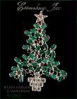 Eisenberg Ice Signed Christmas Tree Pin Green and Red Rhinestones